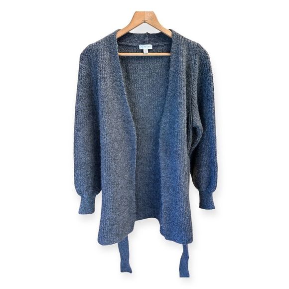Topshop Gray Chunky Knit Belted Cardigan Sweater Medium Size 8-10 - Picture 4 of 5